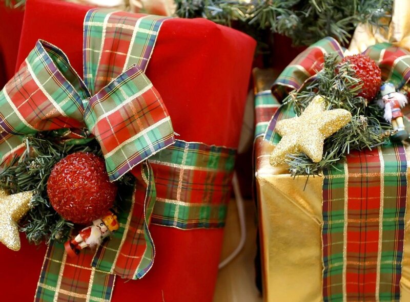 Christmas gifts with decorations