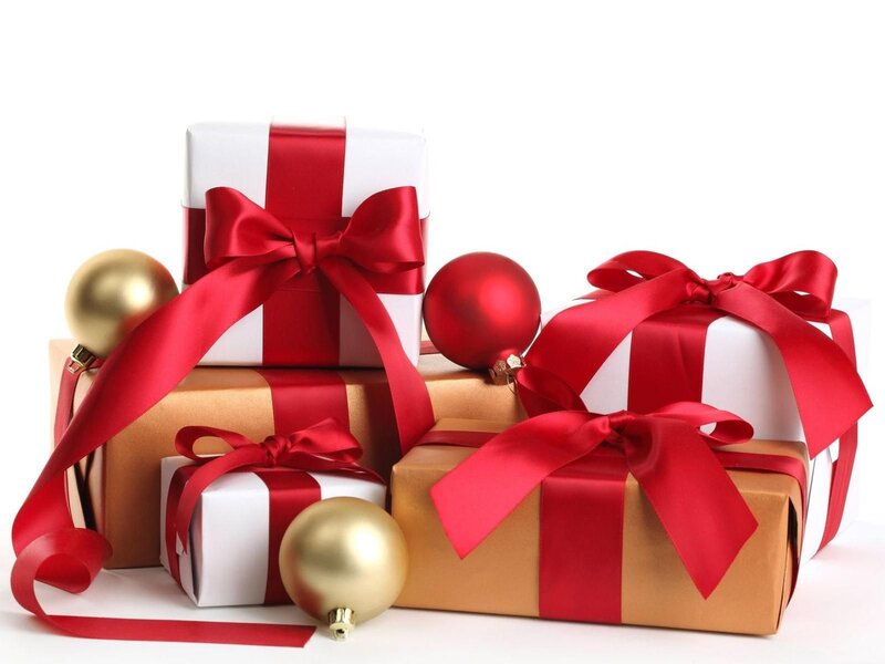 Christmas gifts with ornaments