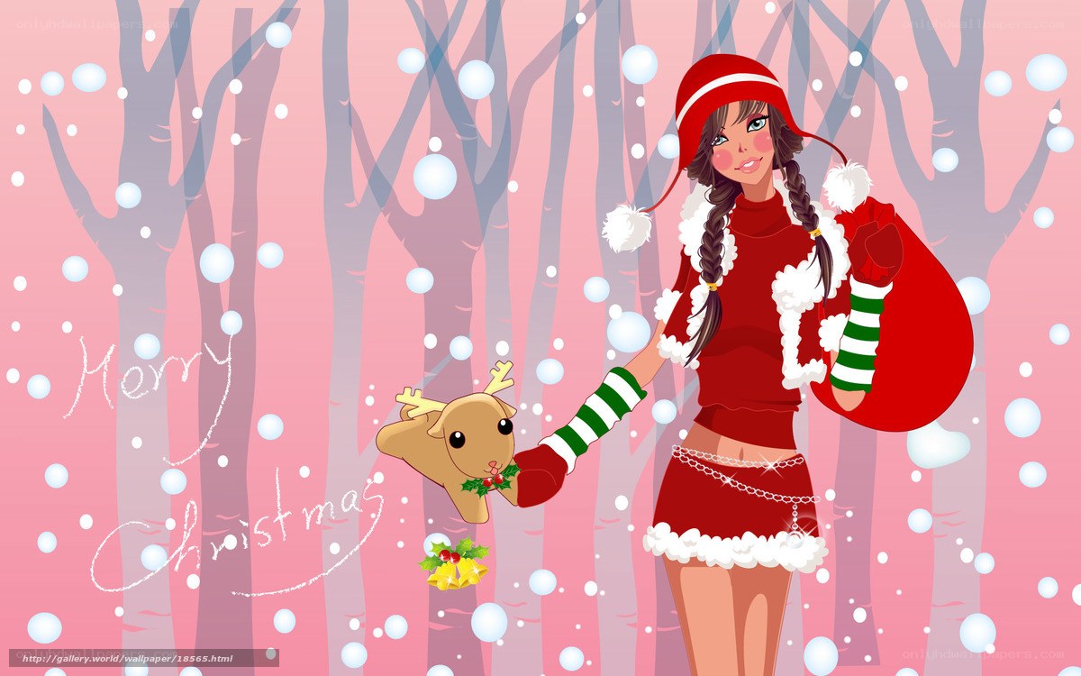 Christmas girl in forest