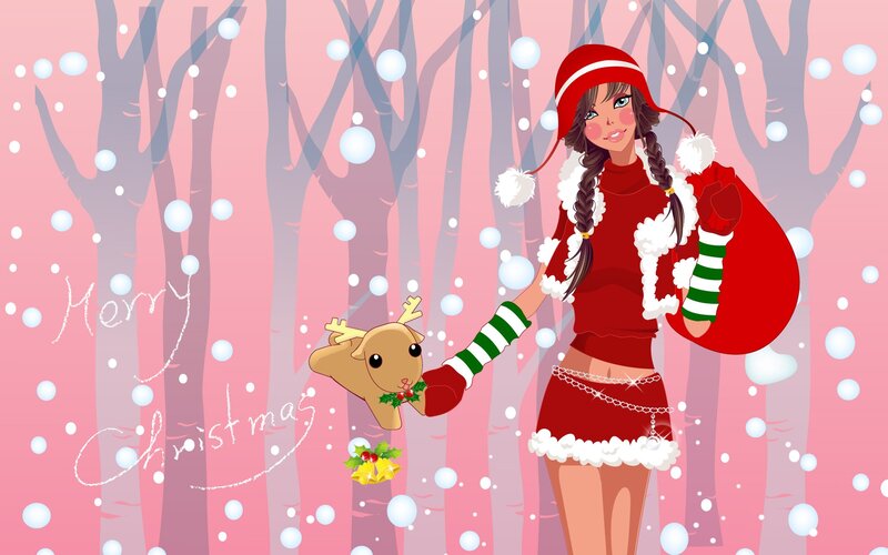 Christmas girl with reindeer