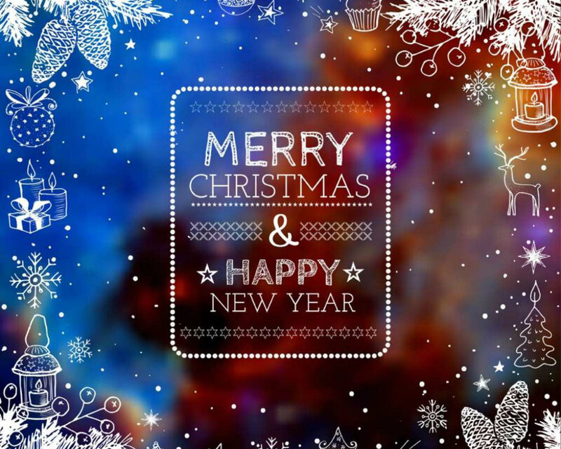 Christmas Greeting Card — Blue, Festive, Winter, Illustration, Pinecones