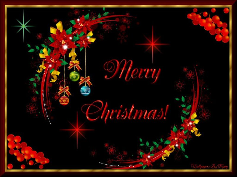 Christmas Greeting Card — Red, Festive, Winter, Digital Art