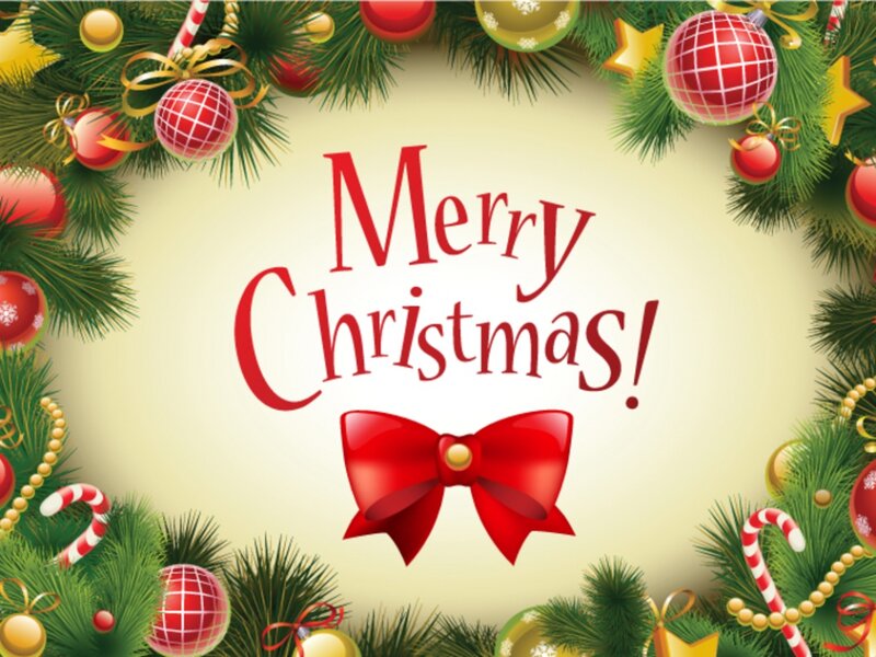 Christmas Greeting Card — Red, Festive, Winter, Illustration, Pine Branches