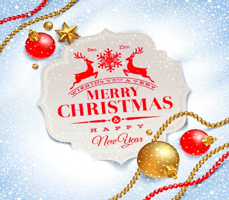 Christmas Greeting Card — Red, Festive, Winter, Vector Art, Reindeer