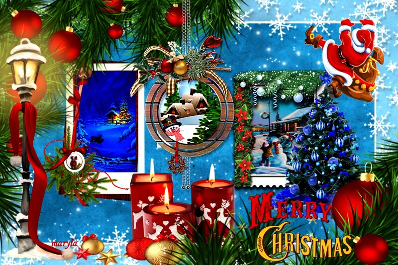 Christmas Holiday Collage — Blue