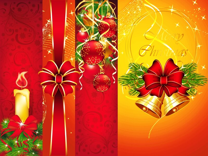 Christmas Holiday Decorations — Red, Festive, Winter, Illustration