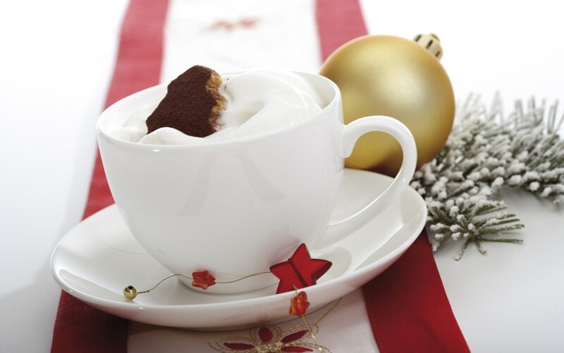 Christmas hot chocolate with whipped cream