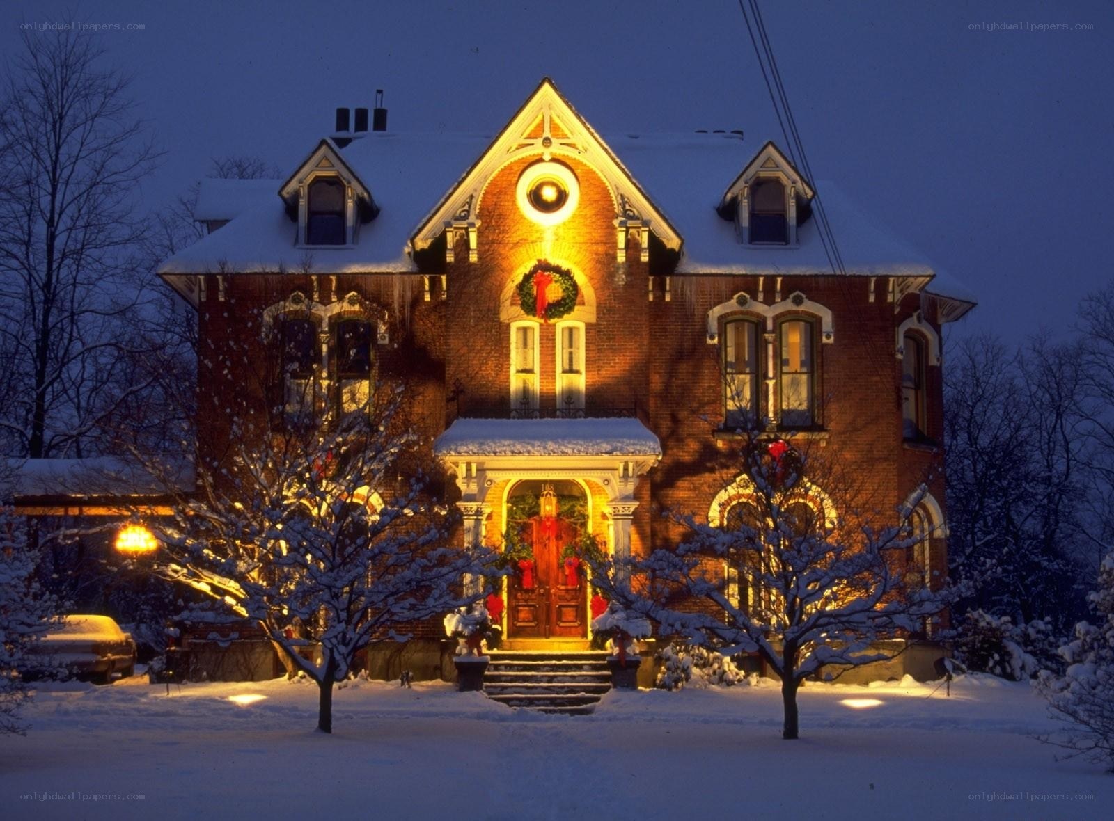 Christmas house in snow