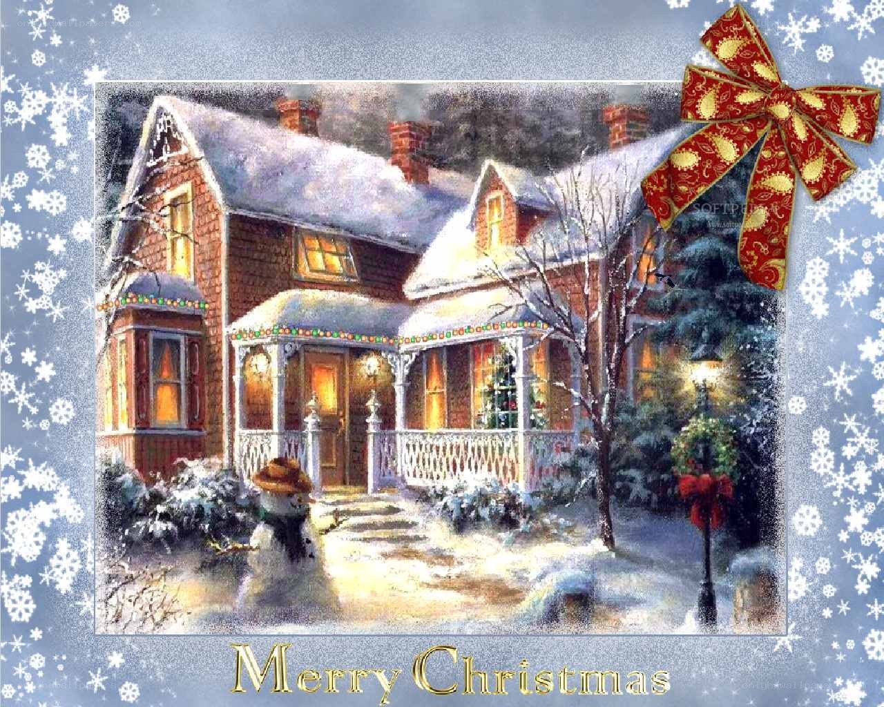 Christmas house with snow