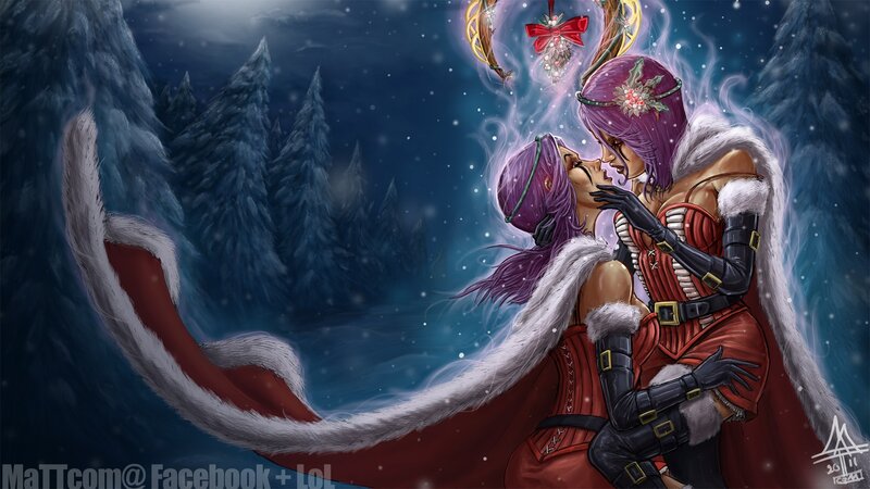 Christmas kiss in the snow