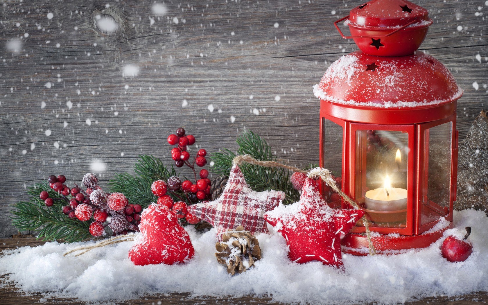 Christmas lantern in snow