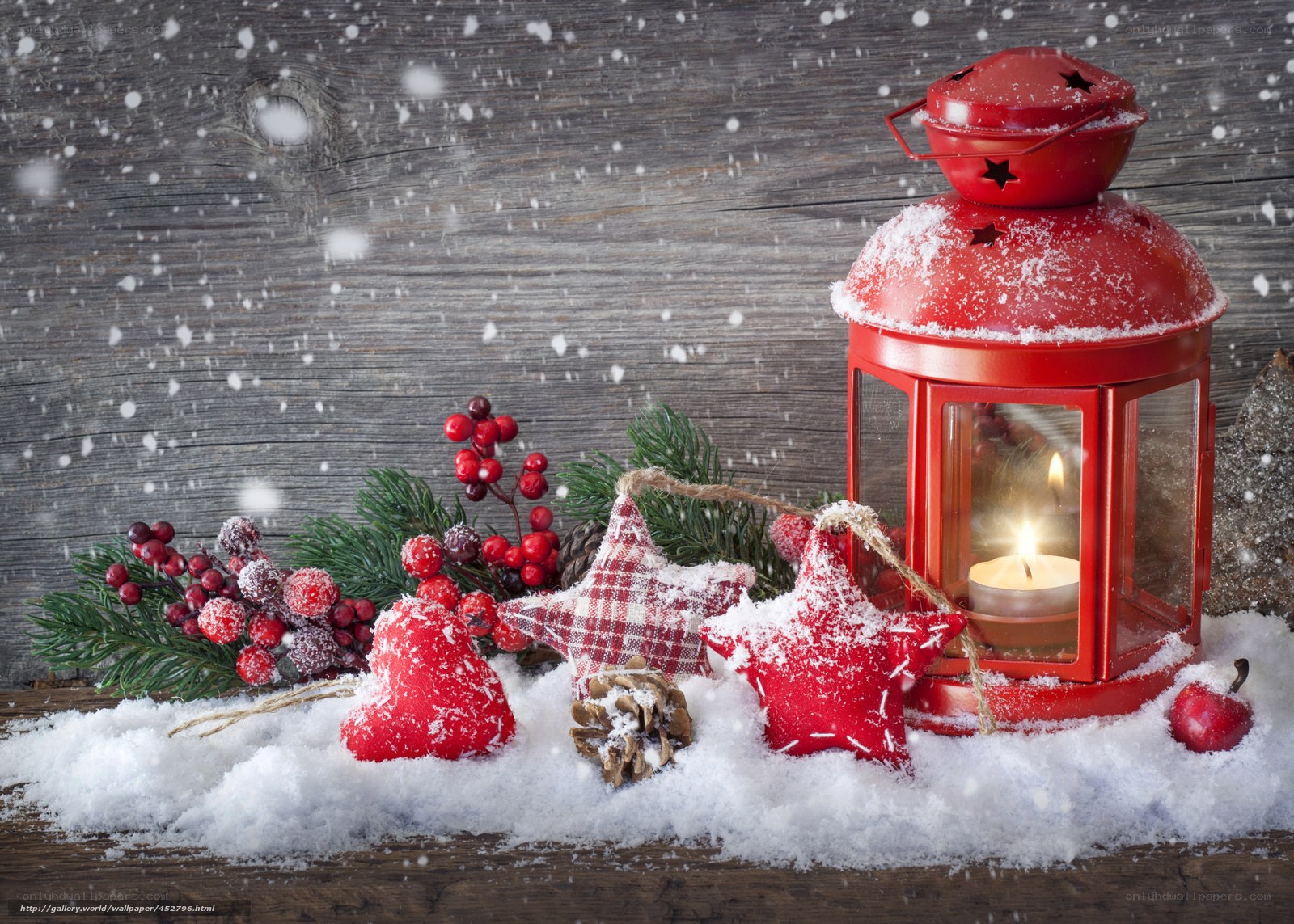 Christmas lantern in snow