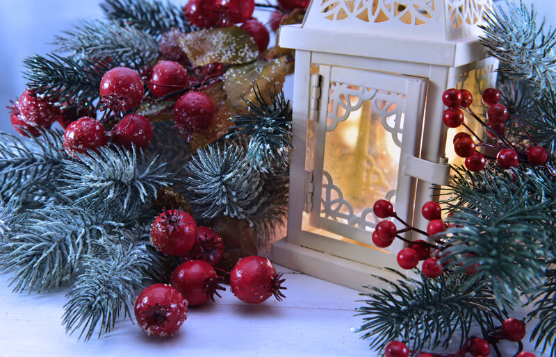 Christmas Lantern with Berries