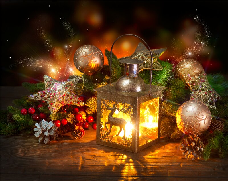 Christmas Lantern with Ornaments