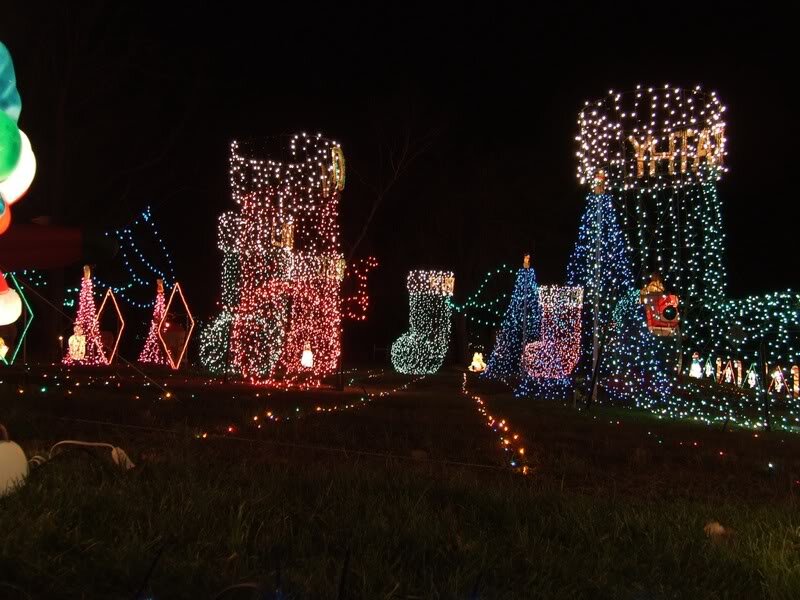 Christmas Light Display — Red, Festive, Night, Photograph