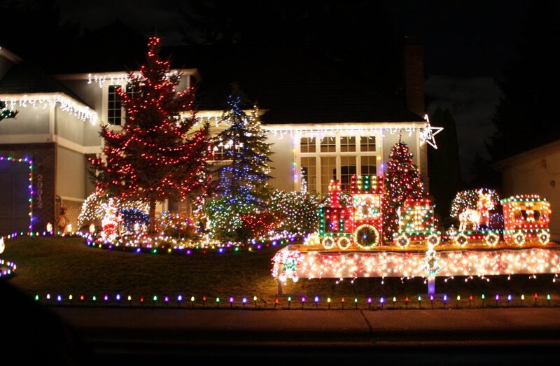Christmas Light Display — White, Festive, Night