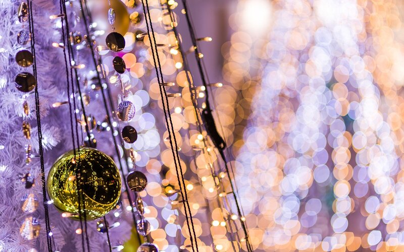 Christmas lights and ornaments