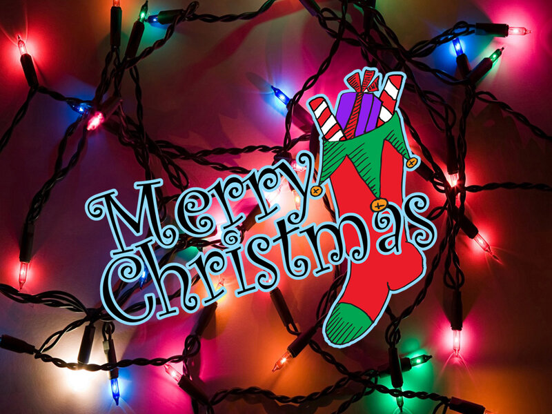 Christmas Lights and Text — Red