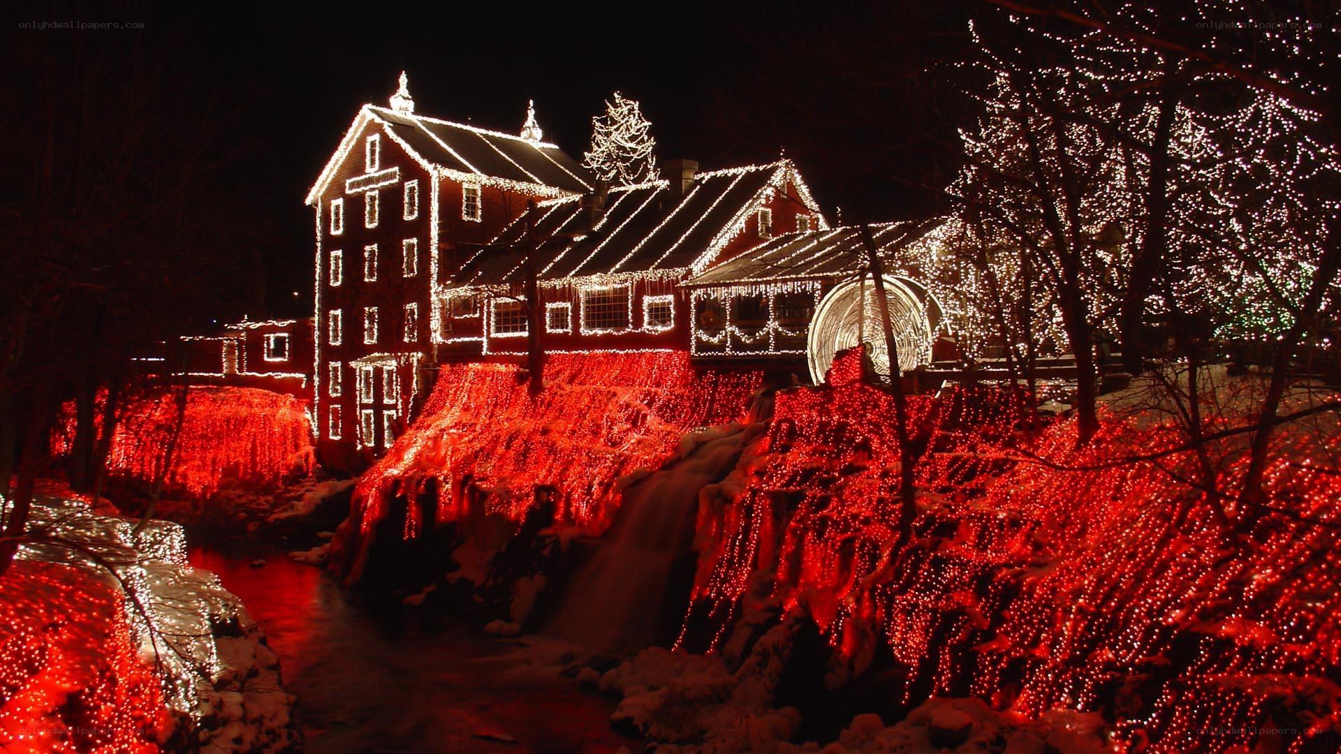 Christmas lights at a mill