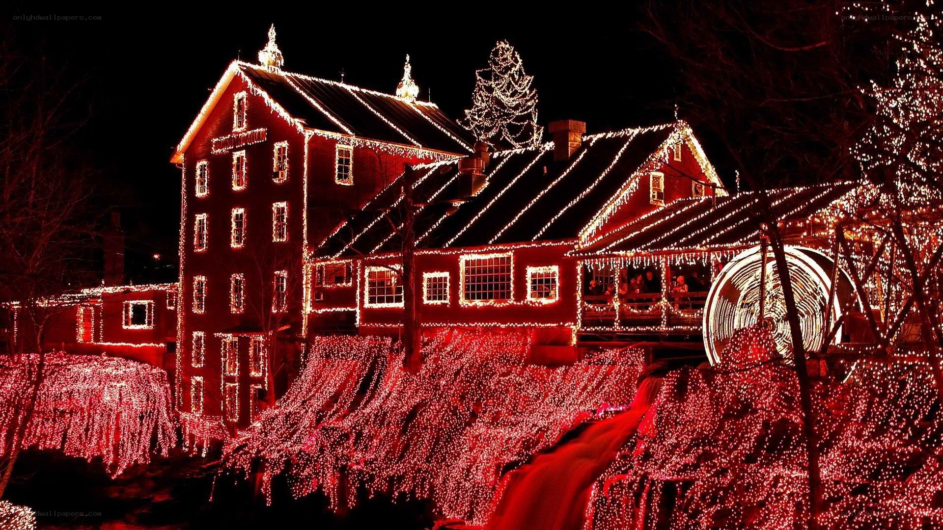 Christmas lights at a mill