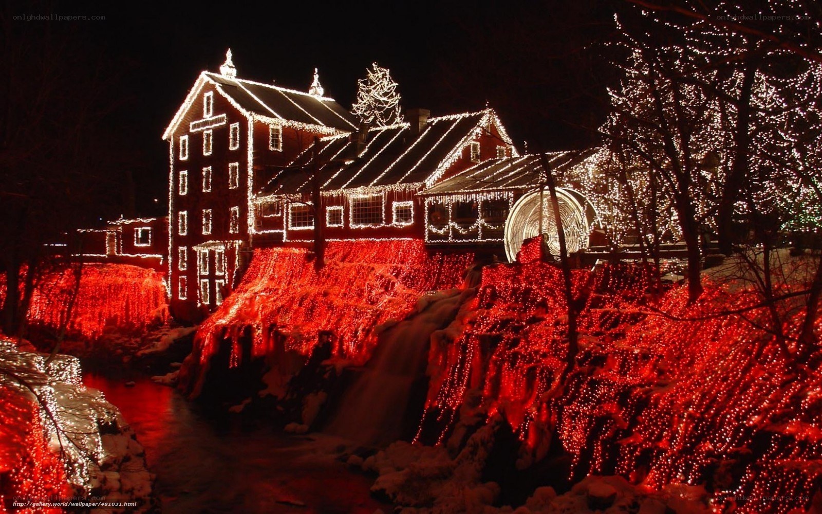 Christmas lights at a mill