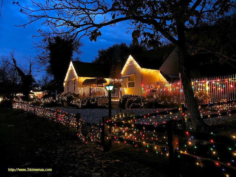 Christmas lights at dusk