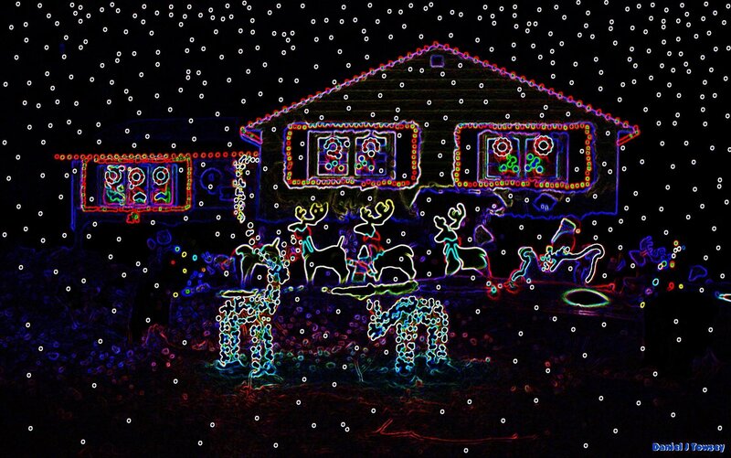 Christmas lights display at night