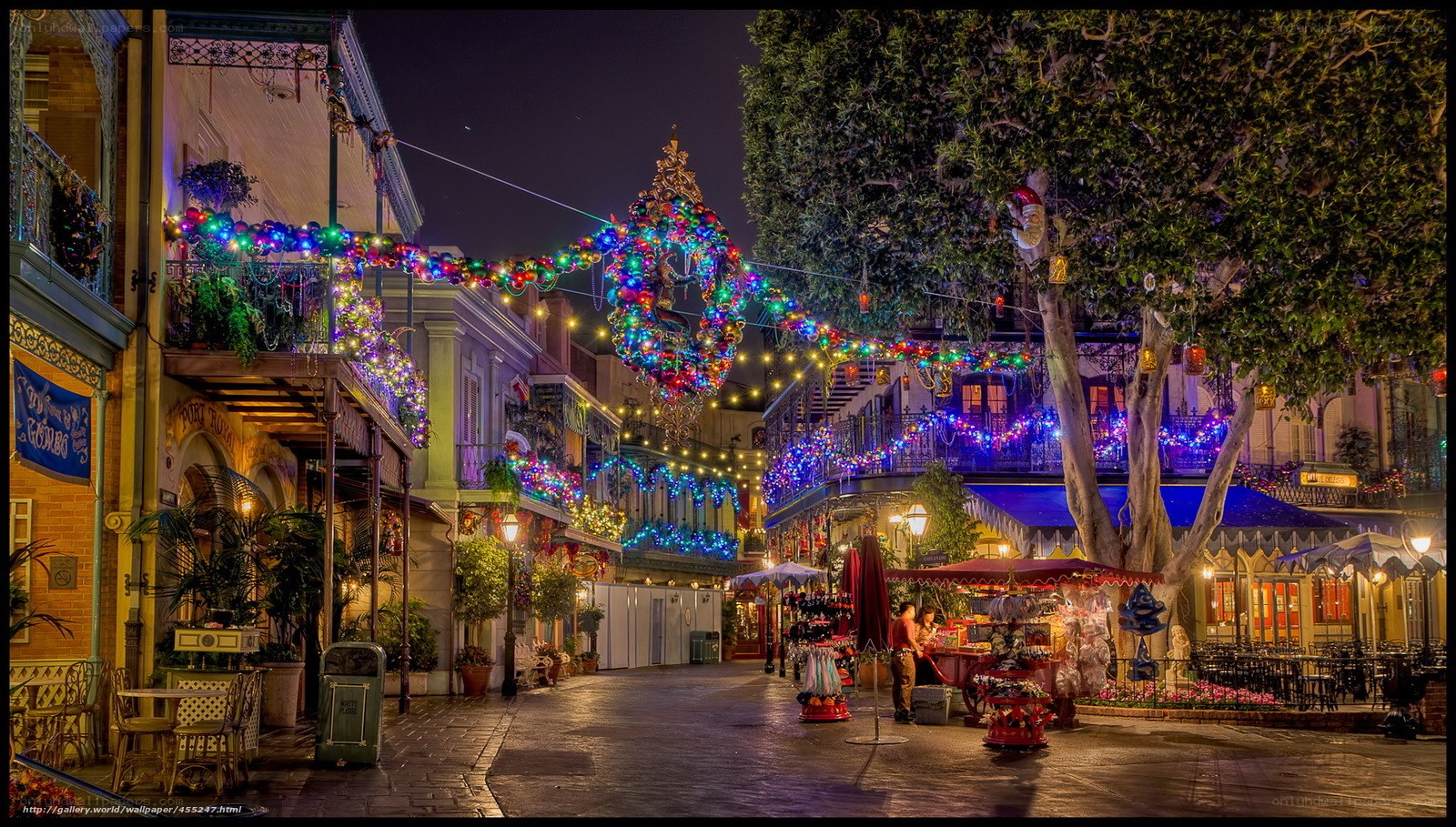 Christmas lights in a festive street