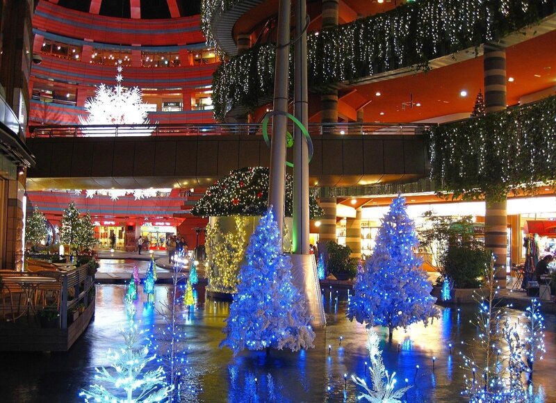 Christmas lights in a shopping mall