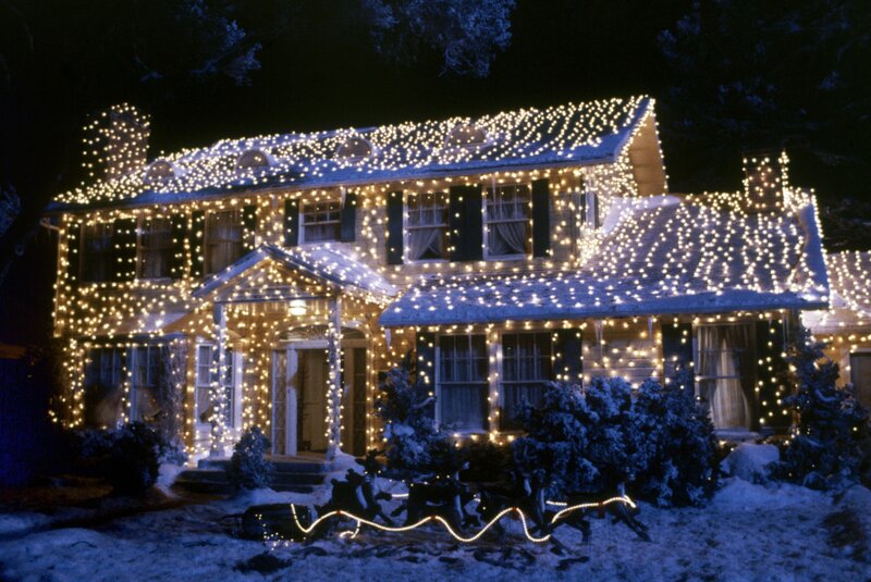 Christmas lights on a house