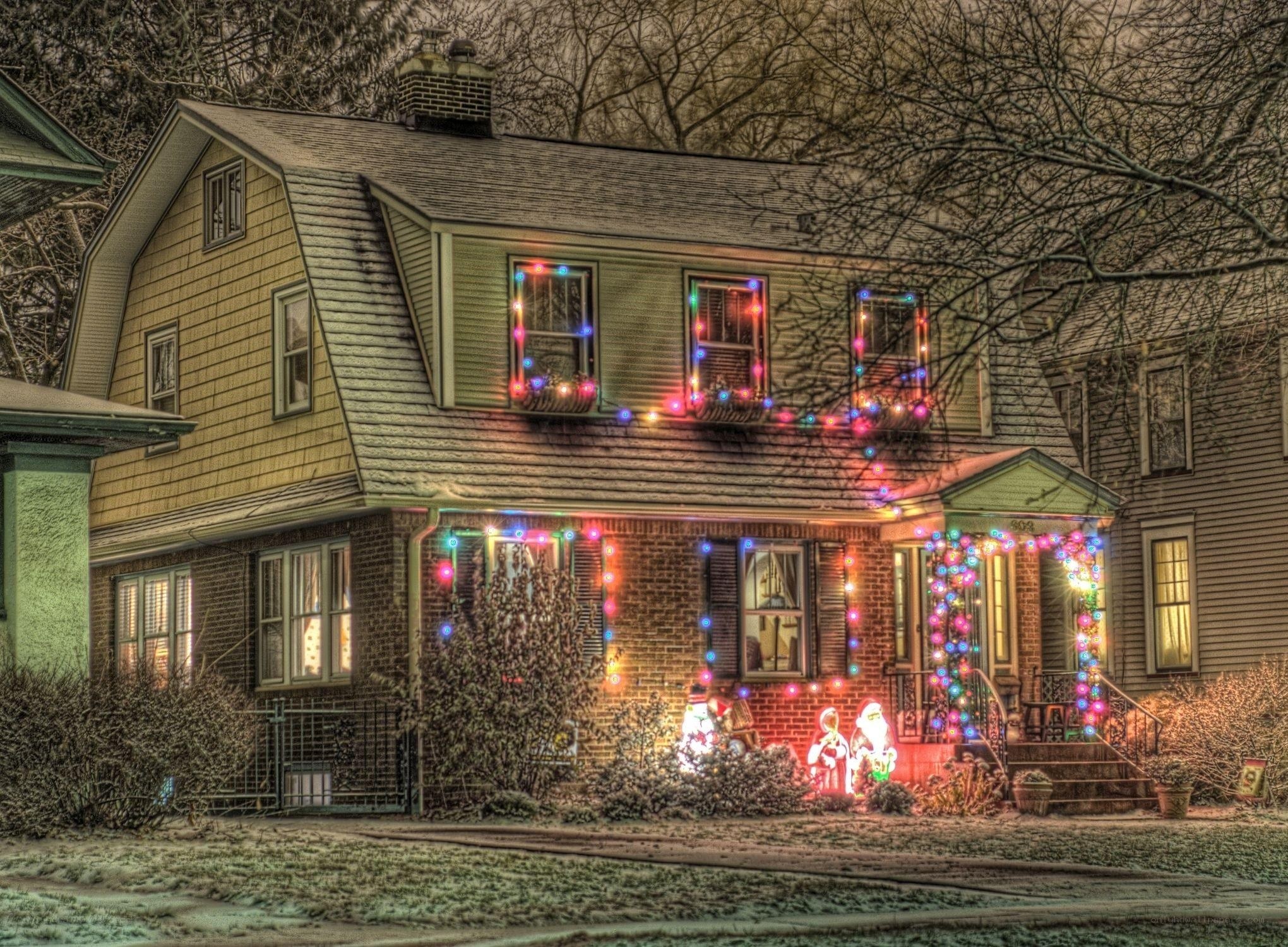 Christmas lights on a house