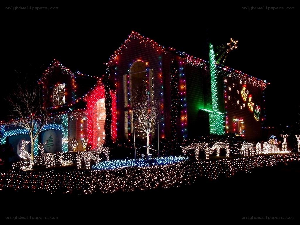 Christmas lights on house
