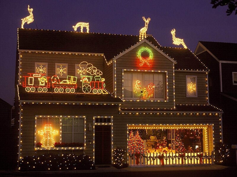 Christmas lights on house