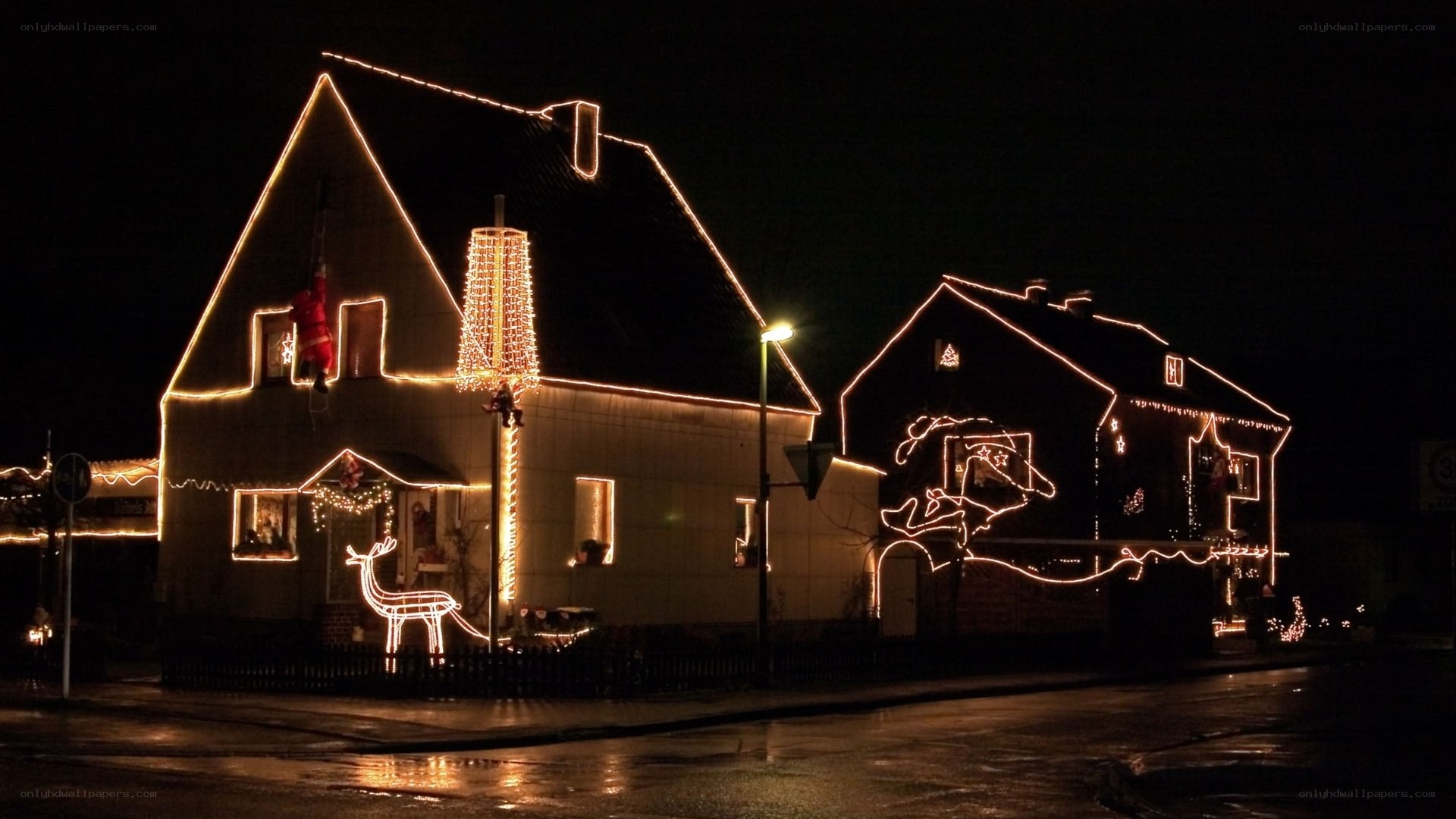 Christmas lights on houses