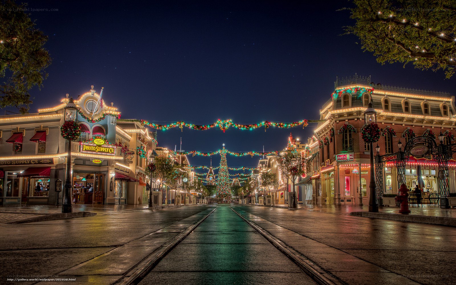 Christmas lights on Main Street