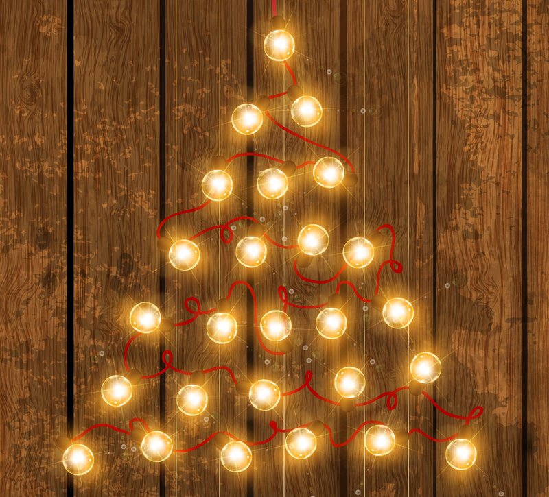 Christmas Lights on Wood — Brown