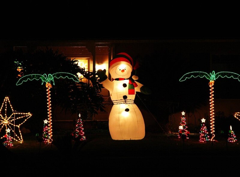Christmas lights with snowman