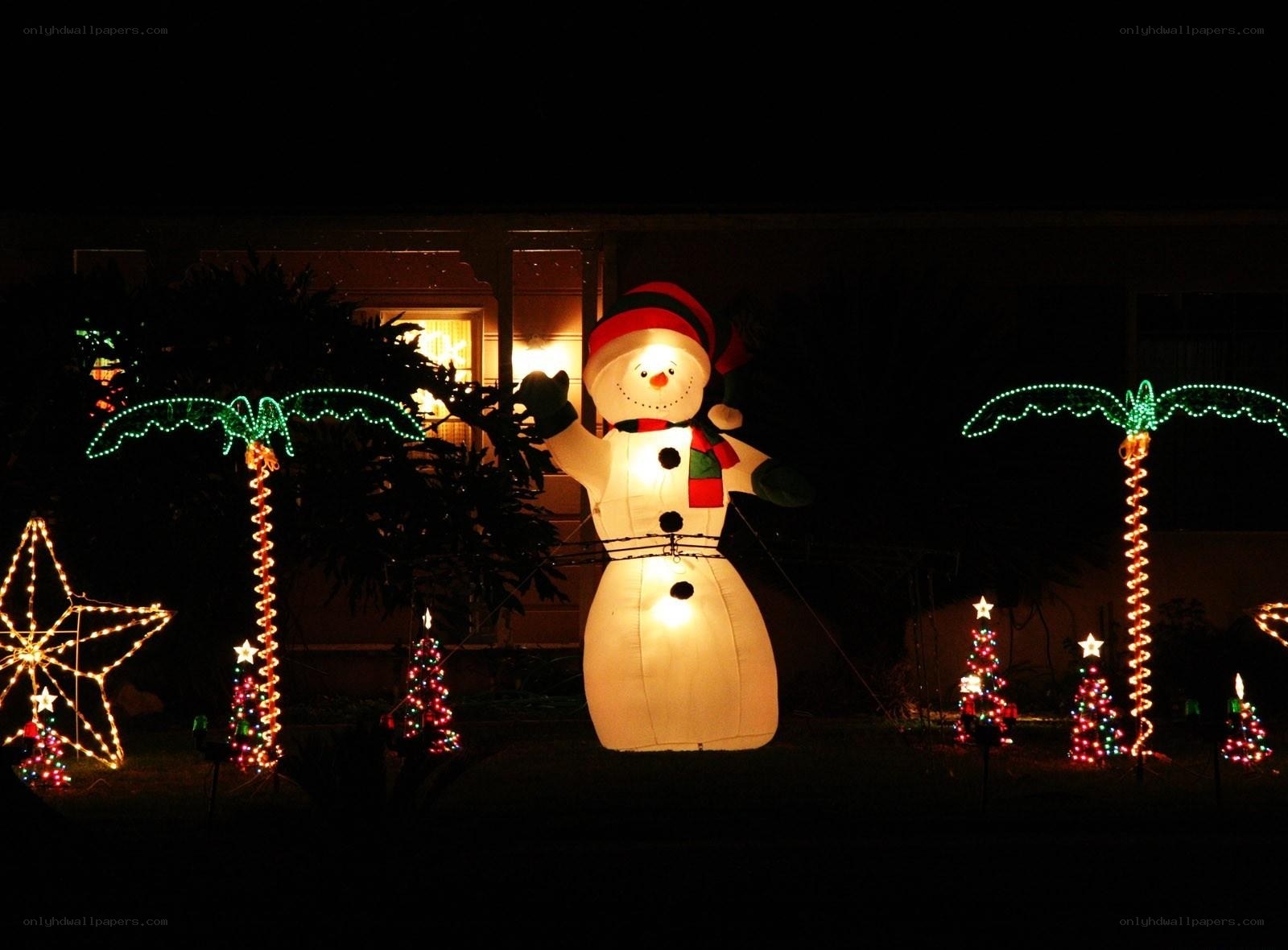 Christmas lights with snowman