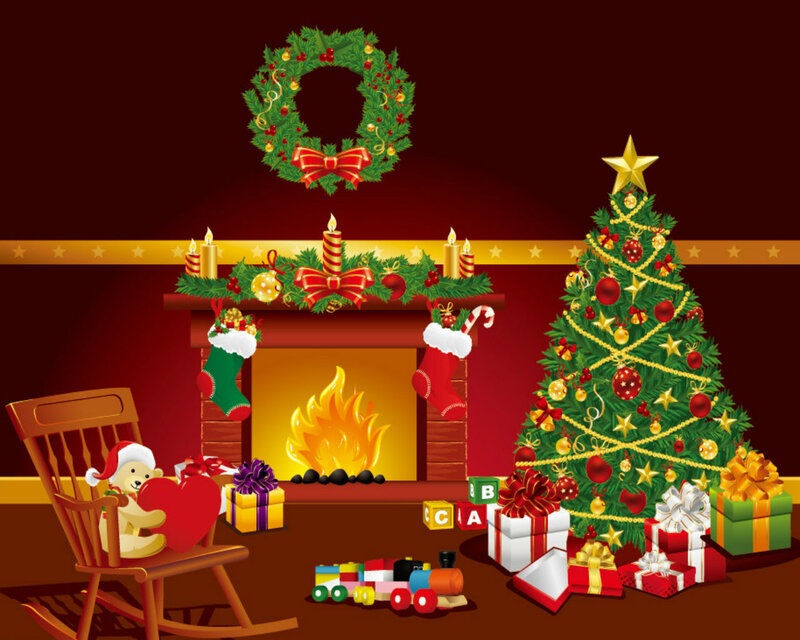 Christmas Living Room — Red, Festive