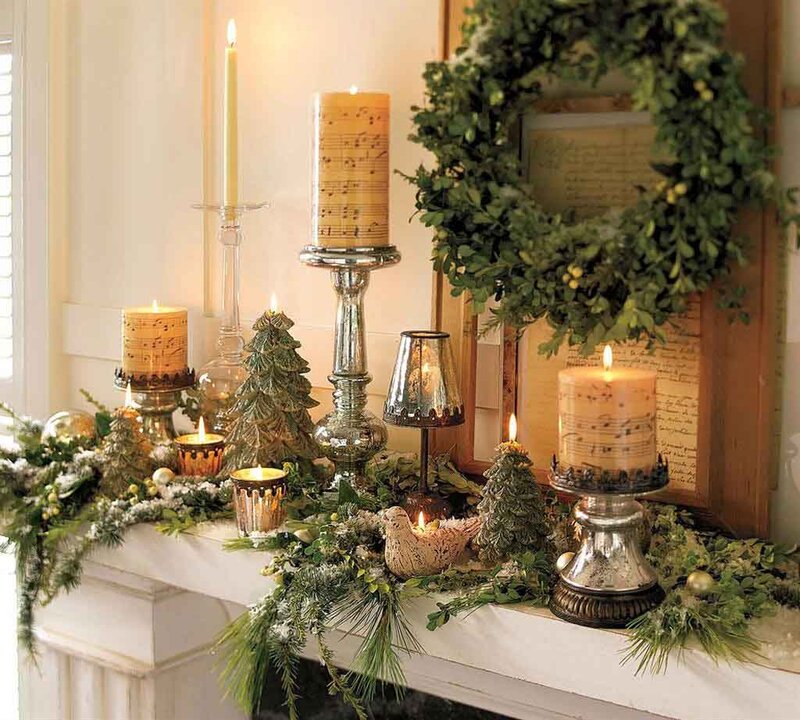 Christmas Mantel Display — White