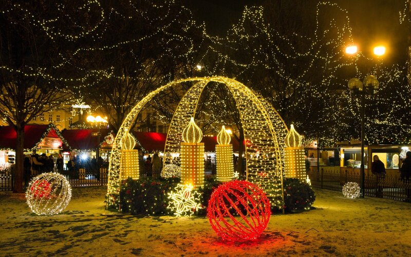 Christmas market at night