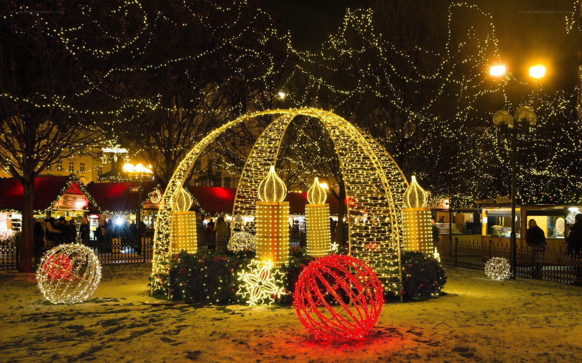 Christmas market at night