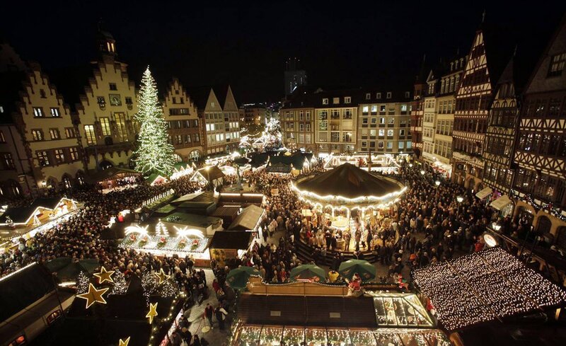 Christmas market at night