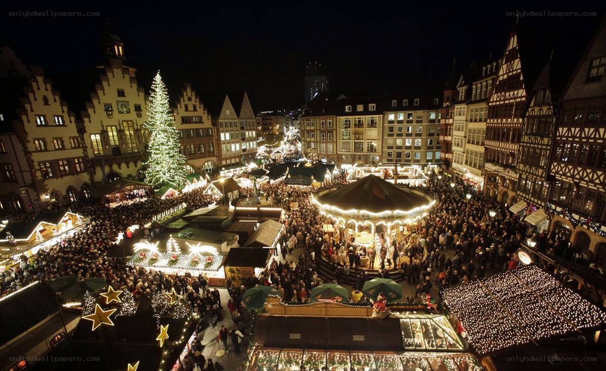 Christmas market at night