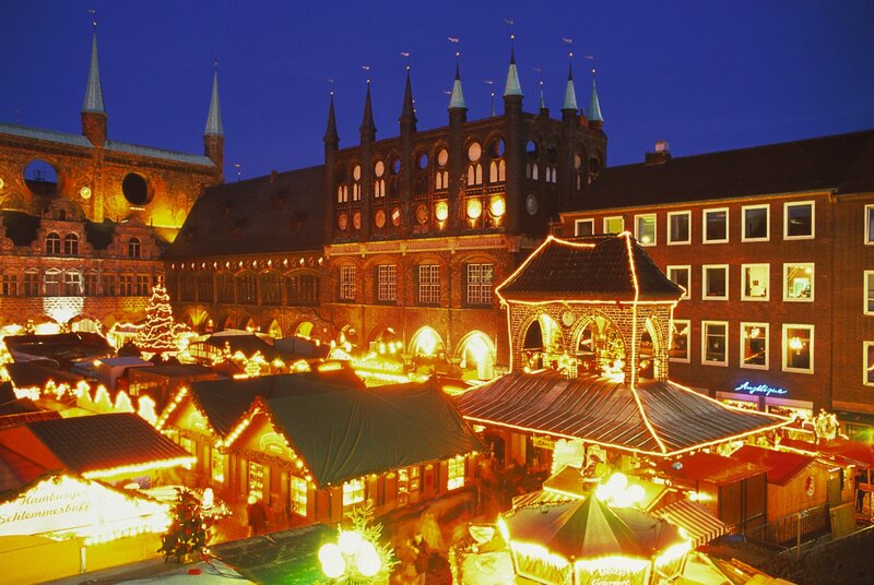 Christmas market at night in Germany