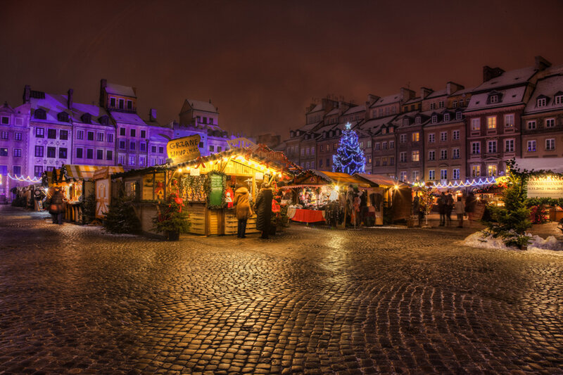 Christmas Market at Night — Yellow, Festive