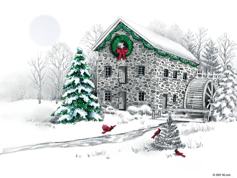 Christmas mill in winter