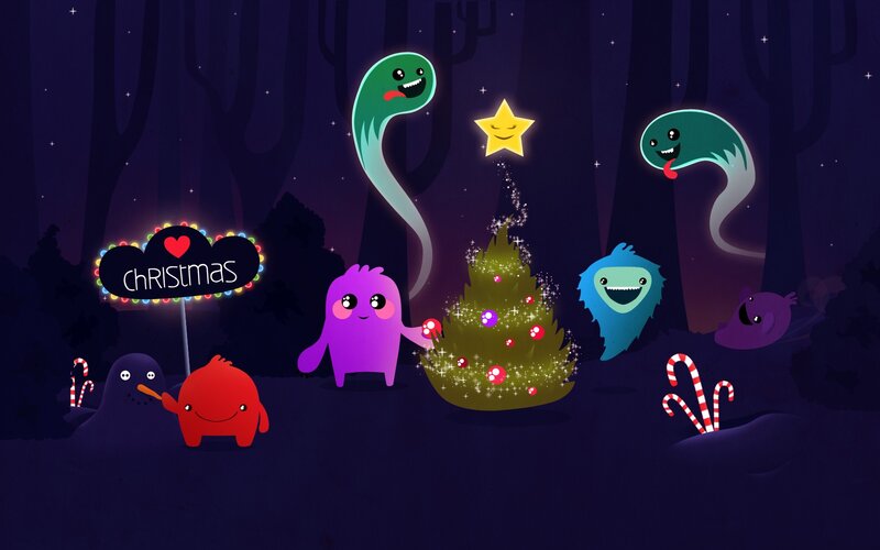 Christmas monsters in the forest