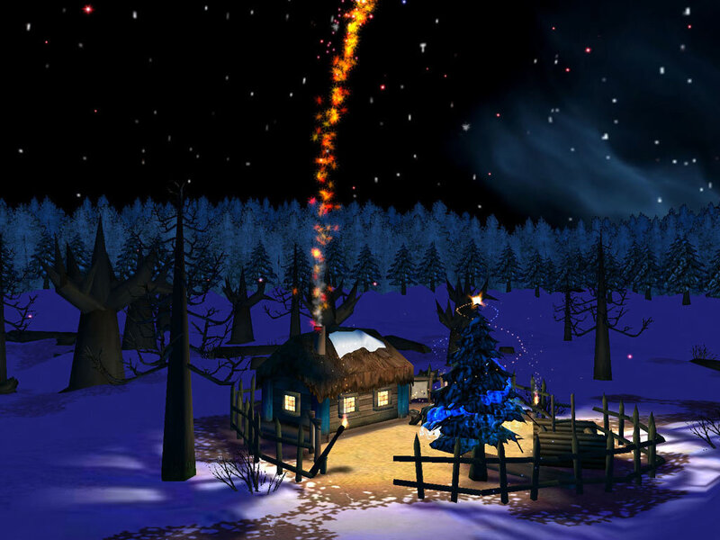 Christmas night in a snowy village