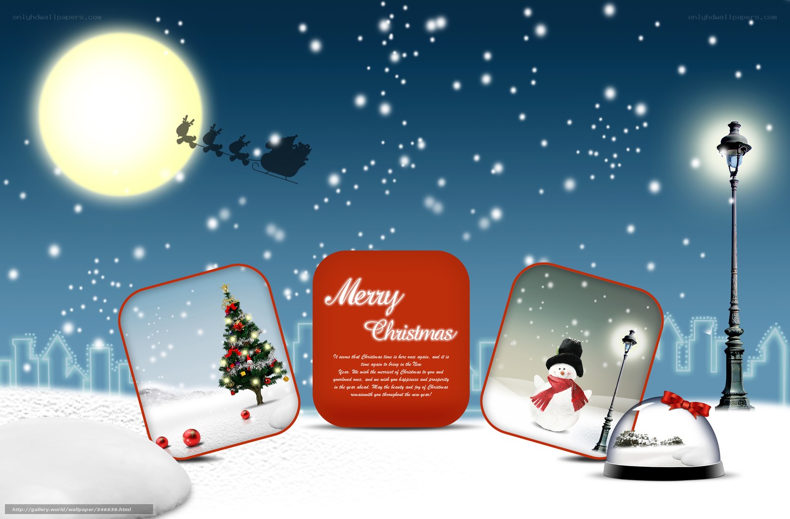 Christmas night scene with Santa